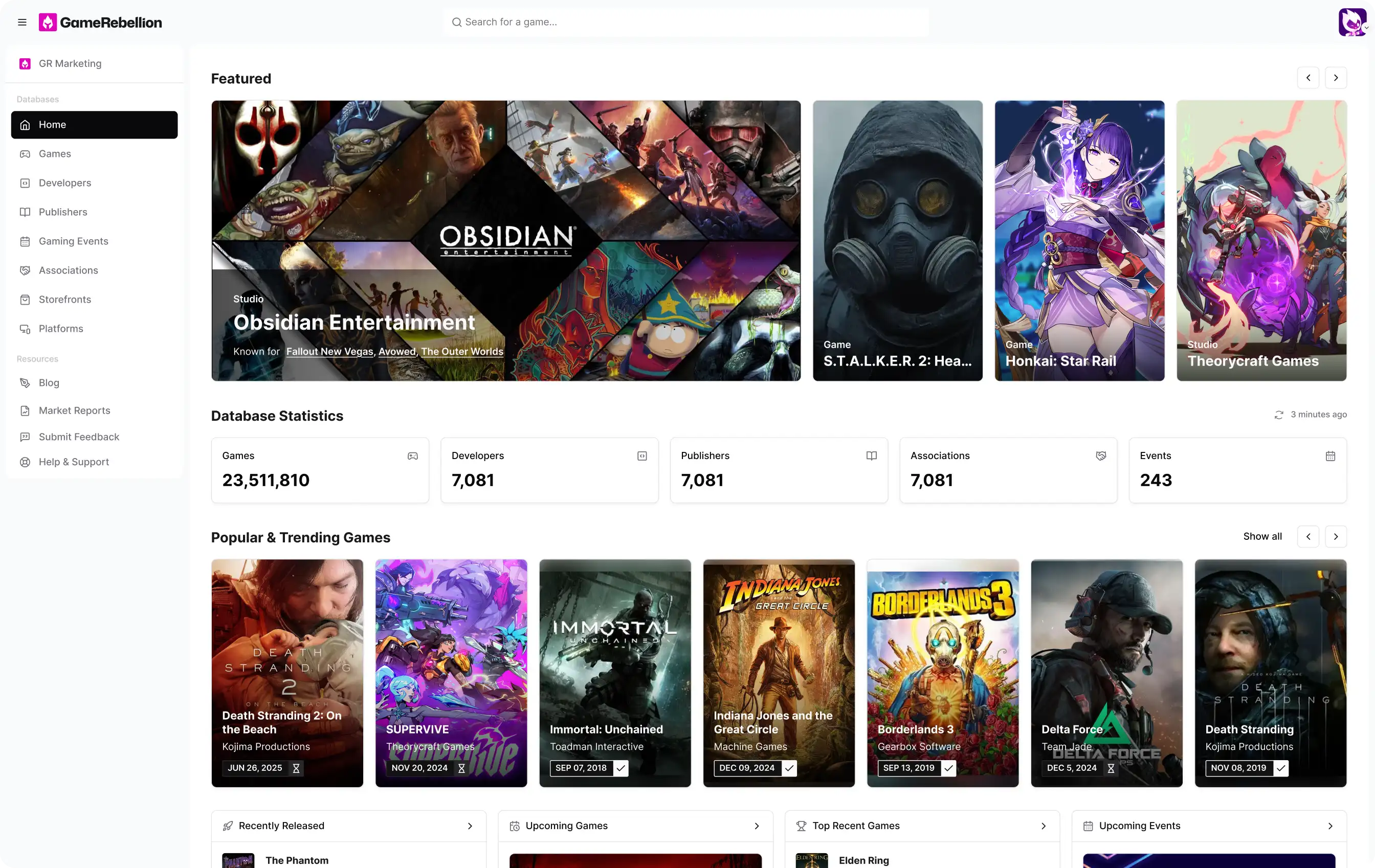 Game Profile: Base de données de jeux vidéo